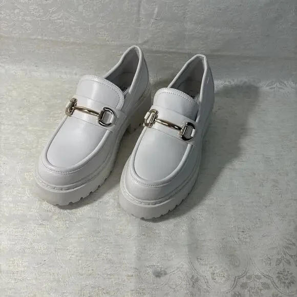 Steve Madden Women's Platform White Loafers Size 7 - Picture 4 of 6